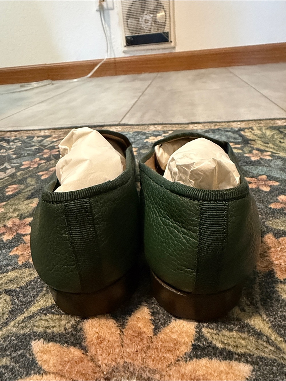 Stubbs & Wootton Forest Green Leather Slip-On Loafers - Picture 5 of 8